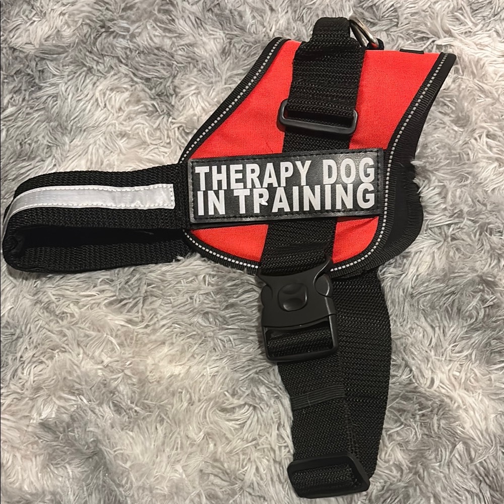3/$15 SALE Red and Black Therapy Dog Training Harness with Adjustable Straps